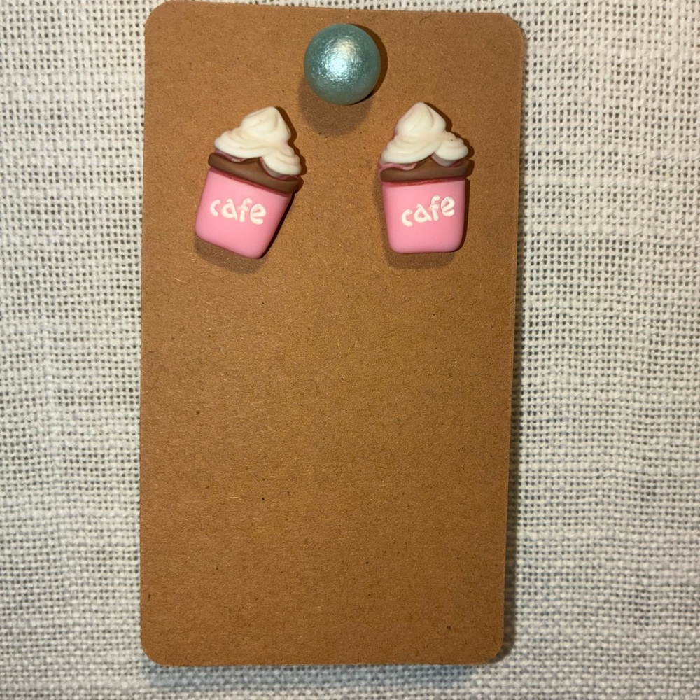 Pink Cafe Cup Earrings